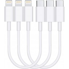 Short USB C to Lightning Cable 3Pack 7Inch [MFi Certified] iPhone Fast Charger Cable Type-C Power Delivery Charging Cord for iPhone 14 13 12 11 XS XR X 8 iPad, White