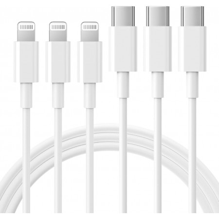 USB C to Lightning Cable 3Pack 3FT [MFi Certified] iPhone Fast Charger Cable USB-C Power Delivery Charging Cord for iPhone 14/13/12/12 PRO Max/12 Mini/11/11PRO/XS/Max/XR/X/8/8Plus/iPad, White